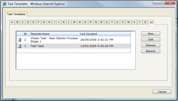 Templates - Editing a Task Template